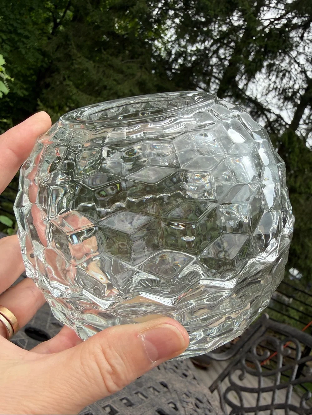 Vtg Fostoria American Cubist Clear Glass Fairy Lamp Candle Votive Holder 5